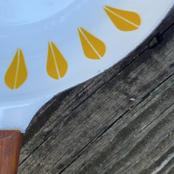 Cathrineholm VTG yellow white lotus omelet skillet frying pan 9” Norway  MCM 60s - Picture 8 of 13